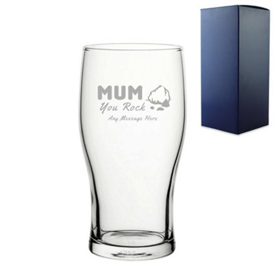  - Personalised Engraved 20Oz Pint Glass Mum You Rock Design