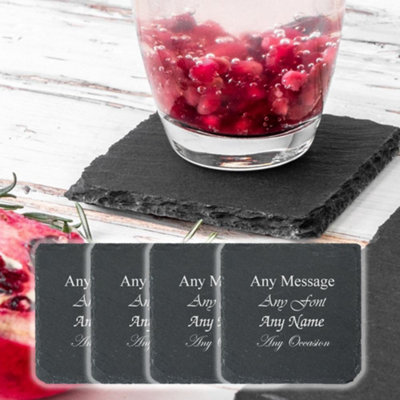  - Personalised Engraved Set Of 4 Square Slate Coasters