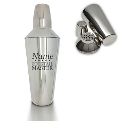  - Personalised Cocktail Master Design Stainless Steel Engraved Shaker 800Ml