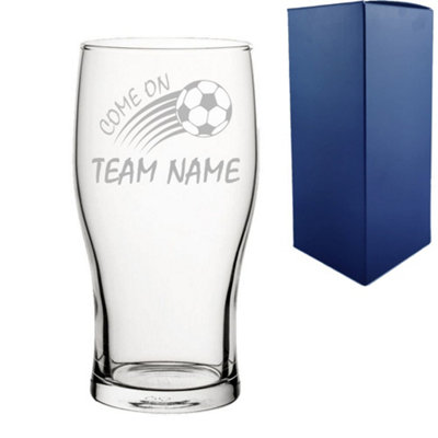  - Personalised Engraved Pint Glass With Come On Curved Football Design 8.9 X 8.9 X 22Cm