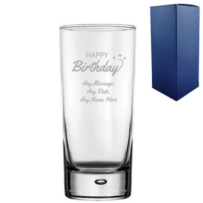  - Personalised Engraved Happy Birthday Bubble Hiball Glass