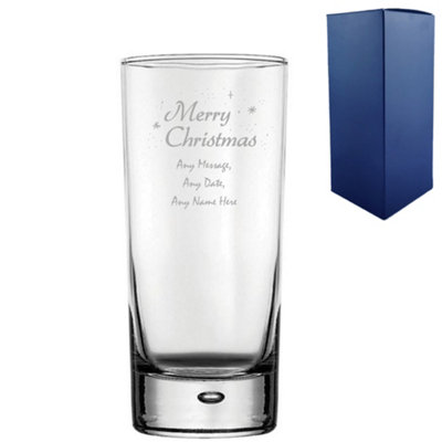  - Personalised Engraved Merry Christmas Bubble Hiball Glass