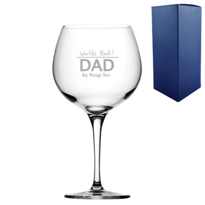  - Personalised Engraved Father's Day Gin Balloon Glass Gift Boxed