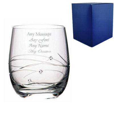  - Personalised Engraved Diamante Whisky Tumbler With Spiral Design In Gift Box