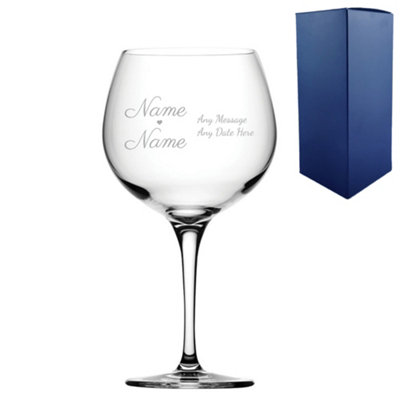  - Personalised Engraved Wedding Gin Balloon Glass Gift Boxed