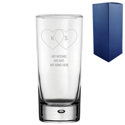  - Personalised Valentine's Day Engraved Bubble Hiball Glass Gift Boxed