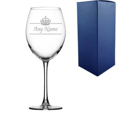  - Engraved Novelty 19Oz Enoteca Wine Glass Name And Crown