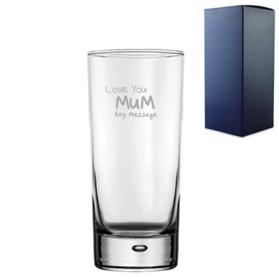  - Personalised Engraved Hiball 13Oz Glass With Love You Mum Design