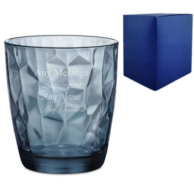  - Personalised Engraved 300Ml Blue Diamond Whisky Glass Gift Box