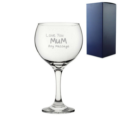  - Personalised Engraved 22.5Oz Gin Glass With Love You Mum Design