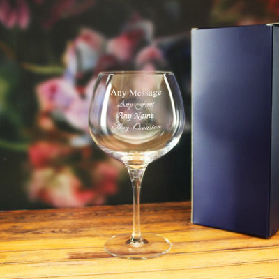  - Personalised Engraved 24Oz Primeur Gin Balloon Glass Gift Box