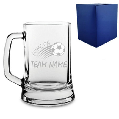  - Personalised Come On Curved Football Engraved Glass Tankard 500Ml