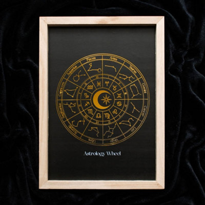  - Black Astrology Wheel Framed Wall Art Print