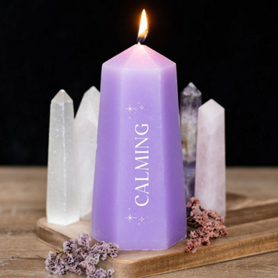  - Calming Crystal Candle With Rough Amethyst