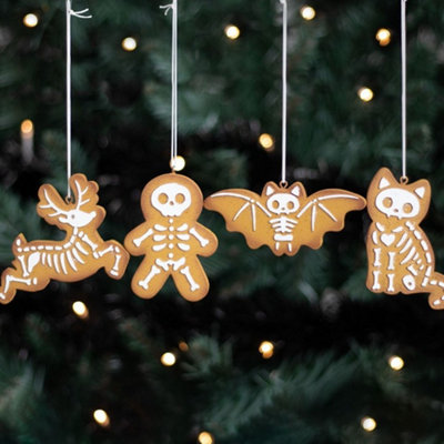  - Set Of 4 Creepy Skeleton Cookie Ornaments