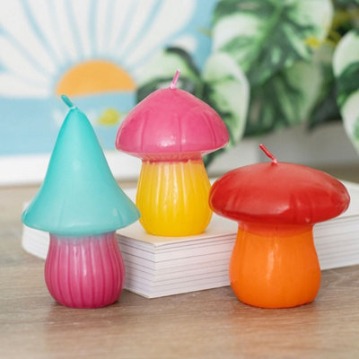  - Set Of 3 Mushroom Shaped Candles