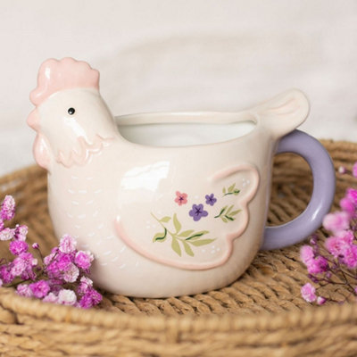  - Lilac Hen Shaped Ceramic Mug 10 X 16.5 X 13Cm