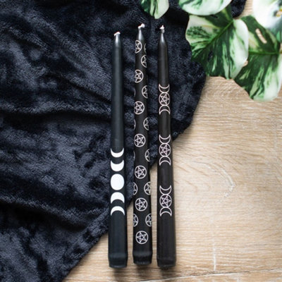  - Set Of 3 Black Magic Mystical Taper Candles