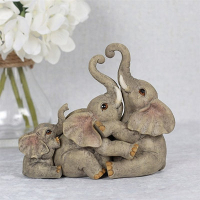  - Elephant Family Resin And Polyresin Ornament 14 X 7.5 X 12.5Cm