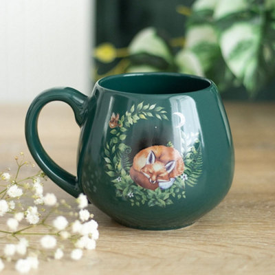  - Green Sleeping Fox Rounded Mug