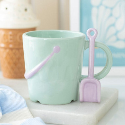  - Pastel Bucket Mug With Spade Spoon