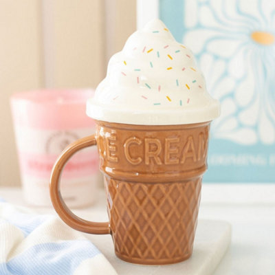  - Ice Cream Cone Ceramic Lidded Mug 11.5 X 9.5 X 17Cm