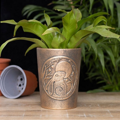 - Moon Gazing Hare Bronze Terracotta Plant Pot By Lisa Parker