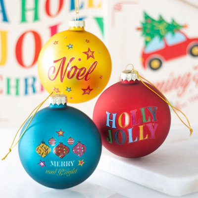  - Set Of 3 Nostalgic Christmas Glass Baubles