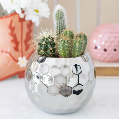  - Silver Disco Ball Ceramic Vase 15 X 15 X 12.8Cm