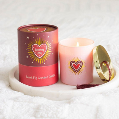  - Blush Pink Sacred Heart Glass Black Fig Candle 8.5 X 8.5 X 9.5Cm