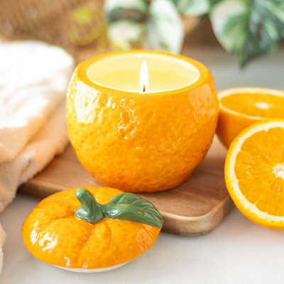  - Orange Shaped Ceramic Candle Jar 11 X 11 X 11.5Cm
