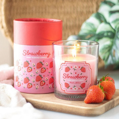  - Strawberry Scented Glass Candle 8 X 8 X 10Cm