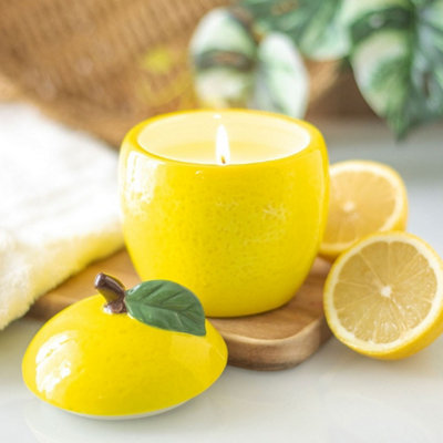  - Lemon Shaped Ceramic Candle Jar 12.5 X 12.5 X 12.5Cm
