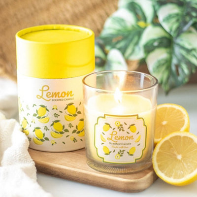 - Lemon Printed Glass Scented Candle 8 X 8 X 10Cm