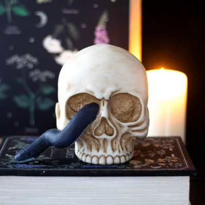  - Skull Snake Resin Polyresin Ornament 13.5 X 11.5 X 12Cm