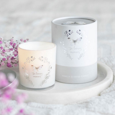  - In Loving Memory White Butterfly Vanilla Candle