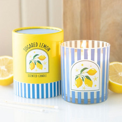  - Sugared Lemon Scented Glass Candle 8 X 8 X 9Cm