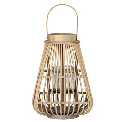  - Medium Peardrop Wicker Lantern With Glass Holder