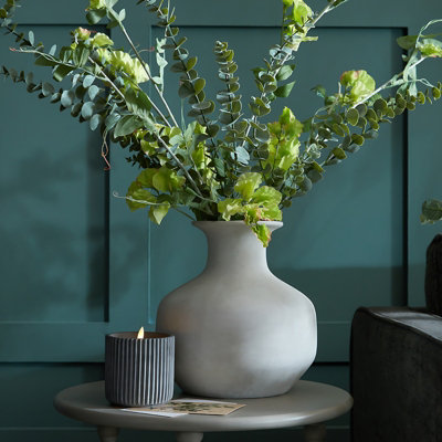  - Grey Squat Rounded Ceramic Vase 26.5 X 24 X 24Cm