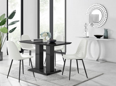Furniturebox Imperia 4 Modern Black High Gloss Dining Table And 4 White Corona Black Leg Chairs from B&Q