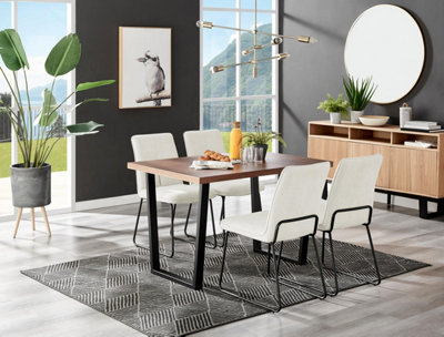 Furniturebox Uk Kylo Brown Wood Effect Dining Table & 4 Cream Halle Chairs from B&Q