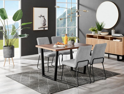 Furniturebox Uk Kylo Brown Wood Effect Dining Table & 4 Light Grey Halle Chairs from B&Q