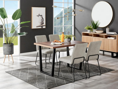 Furniturebox Uk Kylo Brown Wood Effect Dining Table & 4 Taupe Halle Chairs from B&Q