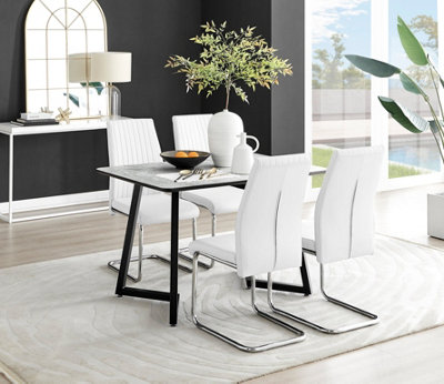 Furniturebox Uk Carson Marble Effect Dining Table & 4 Lorenzo Chairs White