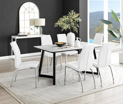 Furniturebox Uk Carson Marble Effect Dining Table & 6 Isco Chairs White