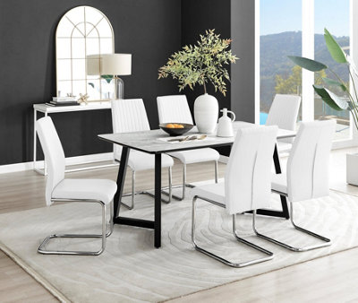 Furniturebox Uk Carson Marble Effect Dining Table & 6 Lorenzo Chairs White