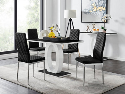 Furniturebox Uk Giovani 4 Black Dining Table & 4 Black Velvet Milan Chairs from B&Q