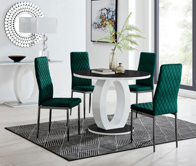 Furniturebox Uk Leonardo 4 Gold Dining Table And 4 Green Velvet Milan Black Leg Chairs from B&Q