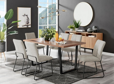 Furniturebox Uk Kylo Brown Wood Effect Dining Table & 6 Taupe Halle Chairs from B&Q