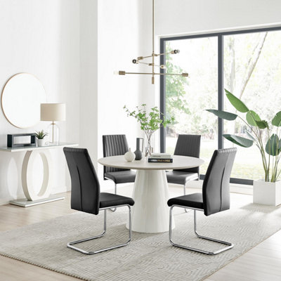 Furniturebox Uk Salcombe Extending Rectangular Wooden Table & 6 Whitby Dining Chairs With Oak Colour Seats Cream